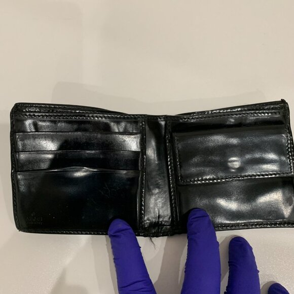 Gucci Black GG Imprime Bifold Wallet Sku#84194 (gently used, pocket peeling) - Picture 7 of 14